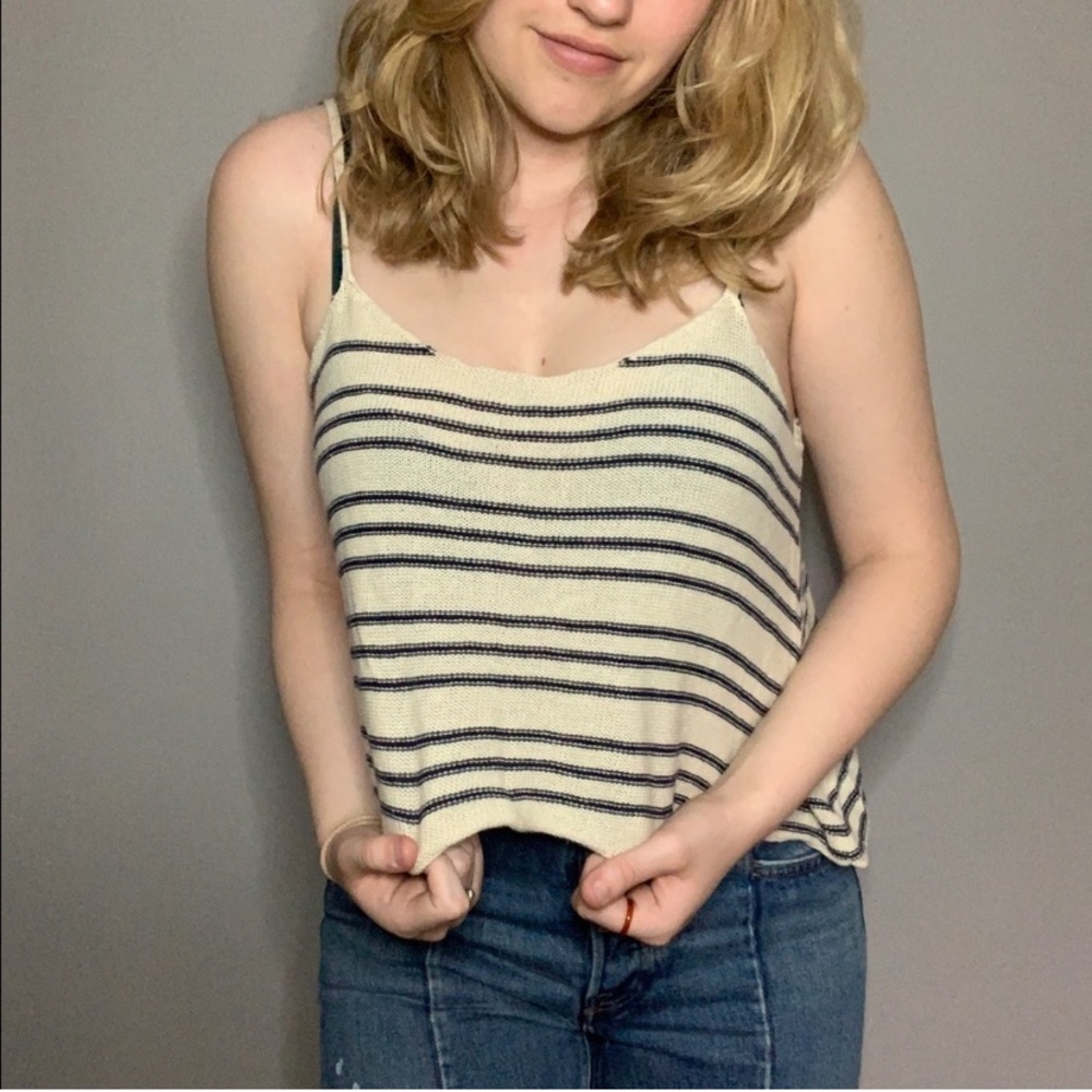 American Eagle Striped Crop Tank Top